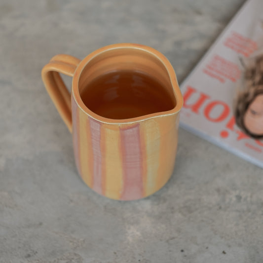 Handgemachte Keramik-Karaffe – Rosa-Orange glasiert, auch als Vase nutzbar