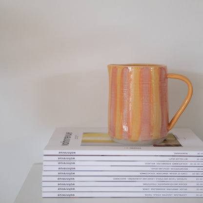 Handgemachte Keramik-Karaffe – Rosa-Orange glasiert, auch als Vase nutzbar